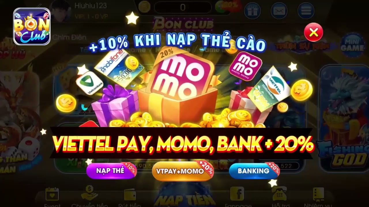 Bonclub đã mang đến rất nhiều phương thức nạp tiền vào tài khoản