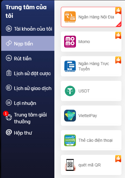 Phương thức nạp tiền vào Vi68 siêu đa dạng