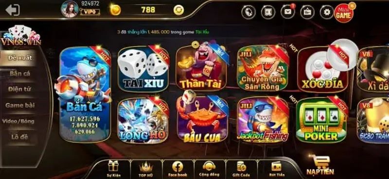 Giao diện Vn68 win thiết kế ấn tượng, bắt mắt
